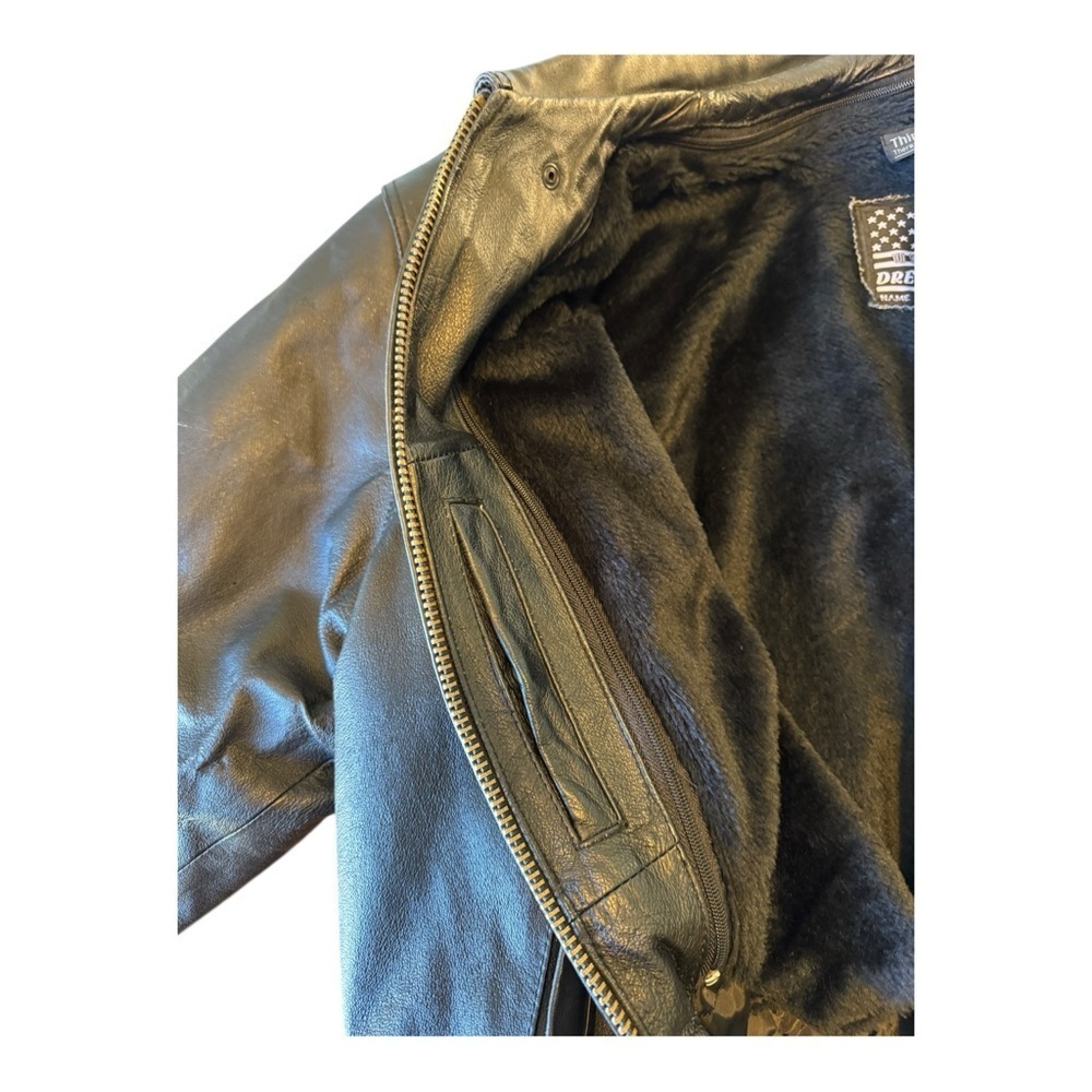 USA Bikers Dream Apparel Mens Size 2X Black Leather Motorcycle Jacket Thinsulate - Picture 9 of 16